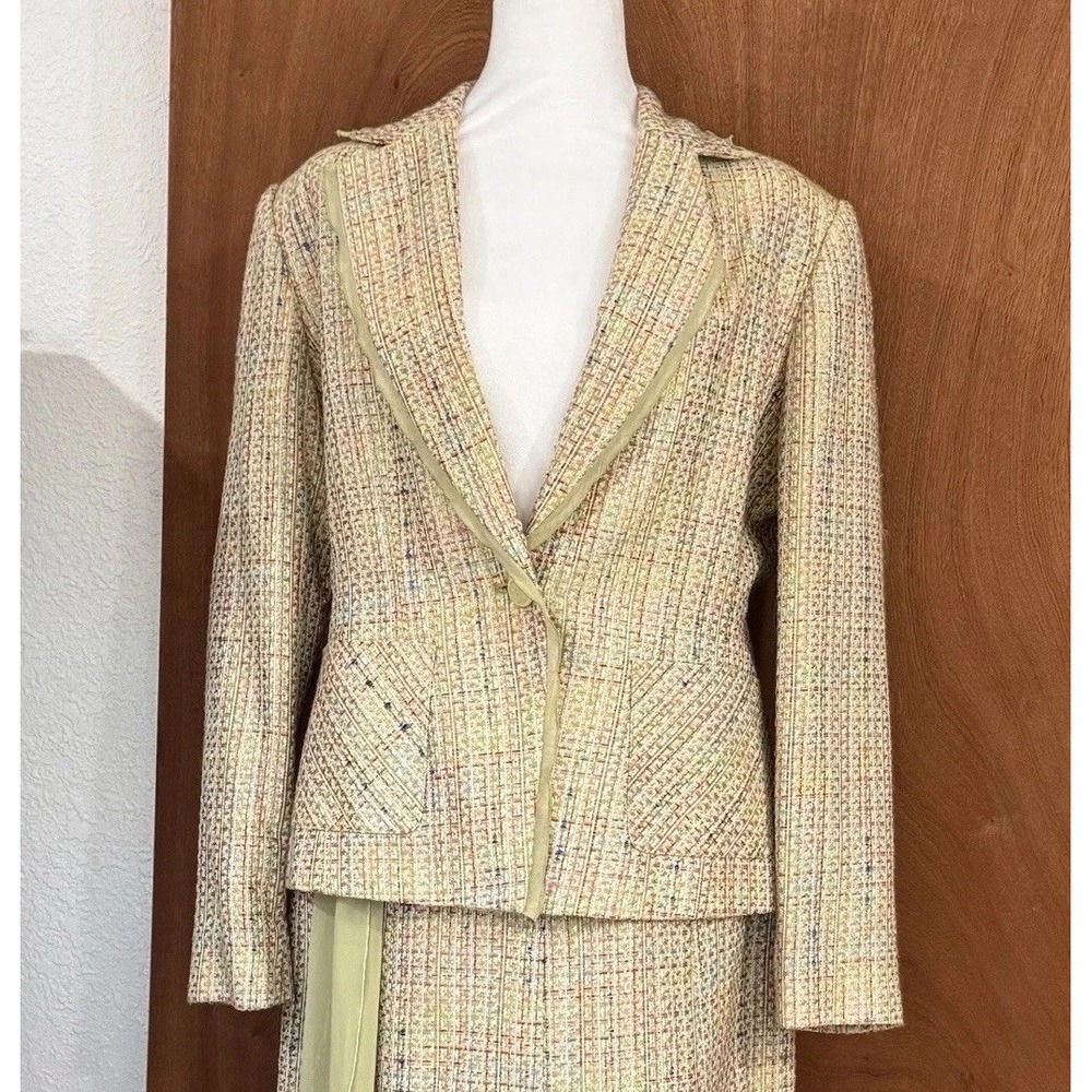 Suit Blazer Tweed Boucle Career Office Business Worthington NWT 12 Green Y2K